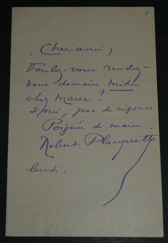 Robert PLANQUETTE, Compositeur - LETTRE AUTOGRAPHE SIGN&Eacute;E. Robert PLANQUETTE