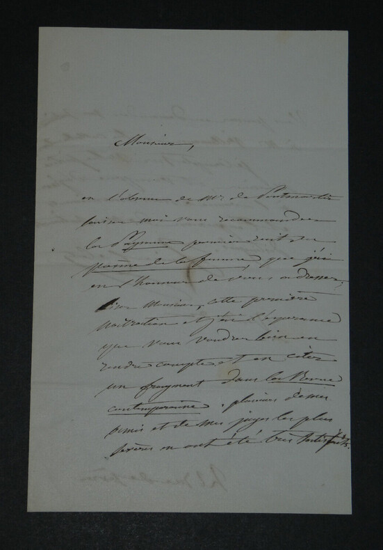 Louise COLET- LETTRE AUTOGRAPHE SIGN&Eacute;E &Agrave; Louis-Charles BELLEVAL, 1853. Louise COLET