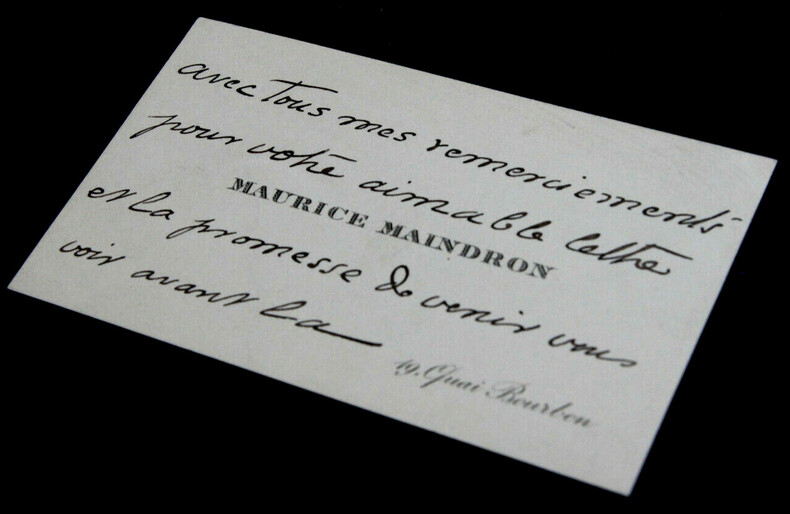 Maurice MAINDRON - CARTE DE VISITE AUTOGRAPHE SIGNEE, 1910. Maurice MAINDRON