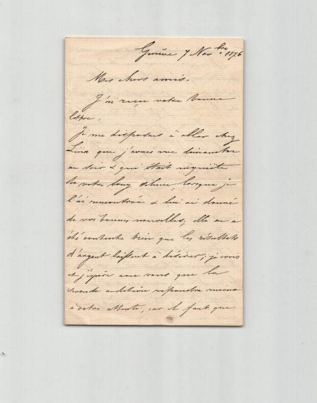 Adolphe Joseph Carcassonne - Lettre autographe sign&eacute;e &agrave; Scheler - 4 pages - 1876. Adolphe Joseph CARCASSONNE