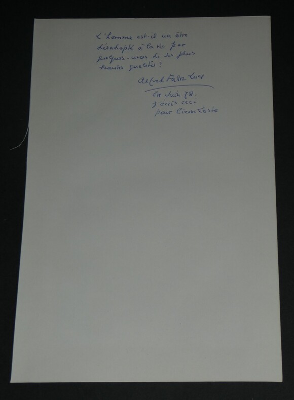 Alfred FABRE-LUCE Pens&eacute;e autographe sign&eacute;e en 1978 1 page. Alfred FABRE-LUCE
