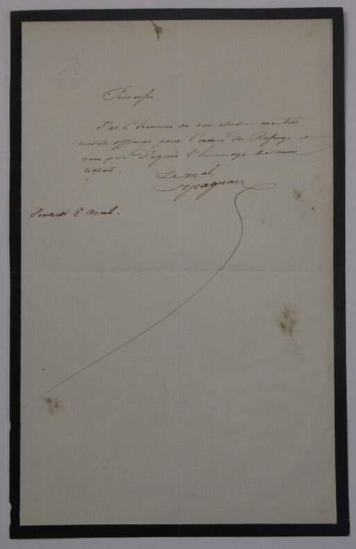 Bernard Pierre MAGNAN, Mar&eacute;chal de France - LETTRE AUTOGRAPHE SIGN&Eacute;E. Bernard Pierre MAGNAN