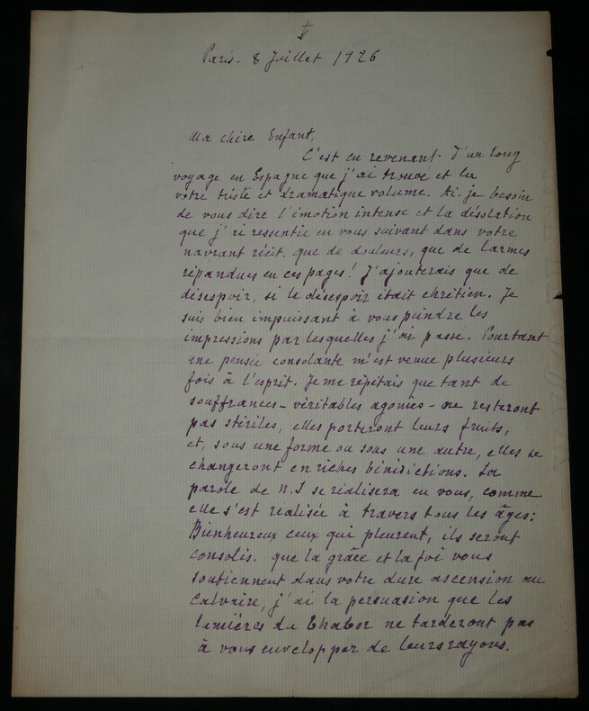 Marie Albert janvier Une des rares lettre autographe sign&eacute;e r&eacute;v&eacute;rend p&egrave;re 1926. Marie-Albert JANVIER
