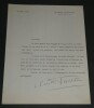Claude FARR&Egrave;RE Lettre tapuscrit autographe sign&eacute;e de 1923 1 page. Claude FARR&Egrave;RE
