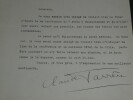 Claude FARR&Egrave;RE Lettre tapuscrit autographe sign&eacute;e de 1923 1 page. Claude FARR&Egrave;RE
