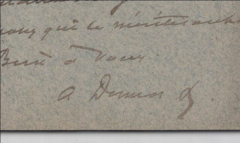 Alexandre Dumas Fils - Carte lettre autographe sign&eacute;e adress&eacute;e &agrave; Monsieur Marck. Alexandre DUMAS fils