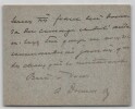 Alexandre Dumas Fils - Carte lettre autographe sign&eacute;e adress&eacute;e &agrave; Monsieur Marck. Alexandre DUMAS fils