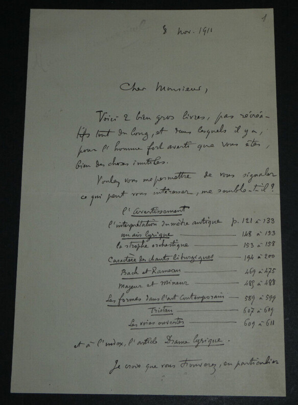 Maurice EMMANUEL, Compositeur - LETTRE AUTOGRAPHE SIGN&Eacute;E, L'ART VRAI, 1911. Maurice EMMANUEL