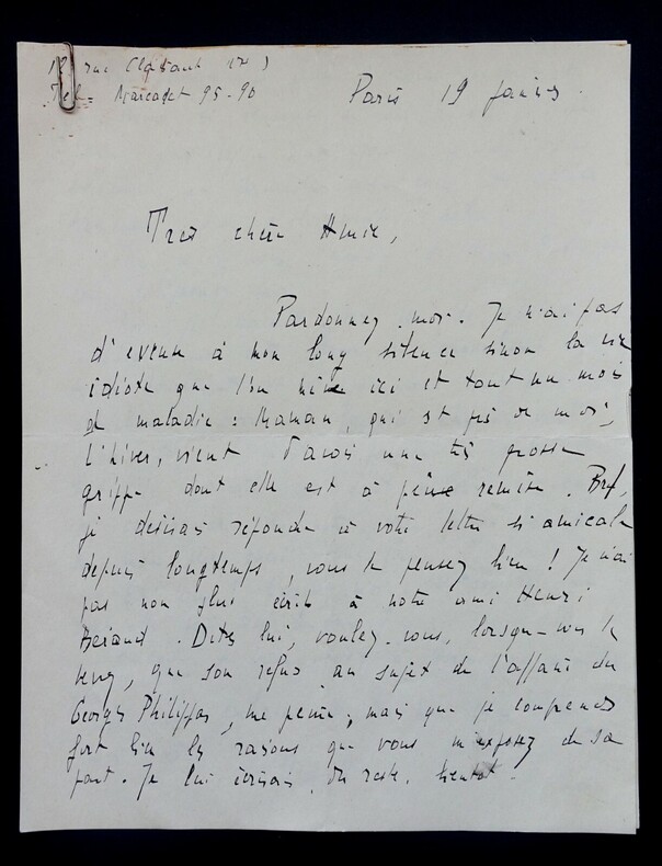 Florise LONDRES - LETTRE AUTOGRAPHE SIGN&Eacute;E, &Agrave; UNE AMIE, JANVIER 1939. Florise LONDRES