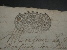 LETTRE DE CR&Eacute;ANCES - 1712 Tampon Alen&ccedil;on - Famille DUVAL. 