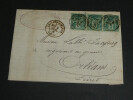 Lettre de 1881 avec 3 timbres SAGE, de Ch&acirc;lons-sur-Marne &agrave; Orl&eacute;ans. 
