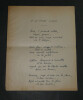 Andr&eacute; BERRY - PO&Egrave;ME AUTOGRAPHE SIGN&Eacute; - "&Agrave; LA VALL&Eacute;E D'AURE" - 2 pages. Andr&eacute; BERRY
