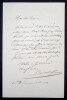 Tony ROBERT-FLEURY Peintre - LETTRE AUTOGRAPHE SIGN&Eacute;E. Tony ROBERT-FLEURY