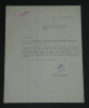 Henry de Montherlant -Lettre dactylographi&eacute;e sign&eacute;e &agrave; de Saint Pierre, interview. Henry de MONTHERLANT