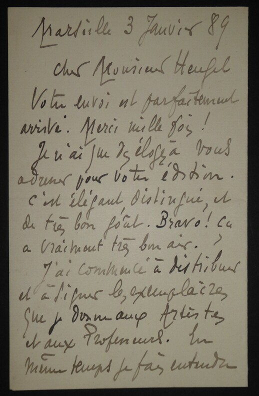 FLEGIER  Ange - LETTRE AUTOGRAPHE SIGN&Eacute;E &Agrave; Henri HEUGEL, MARSEILLE 1889. Ange FLEGIER