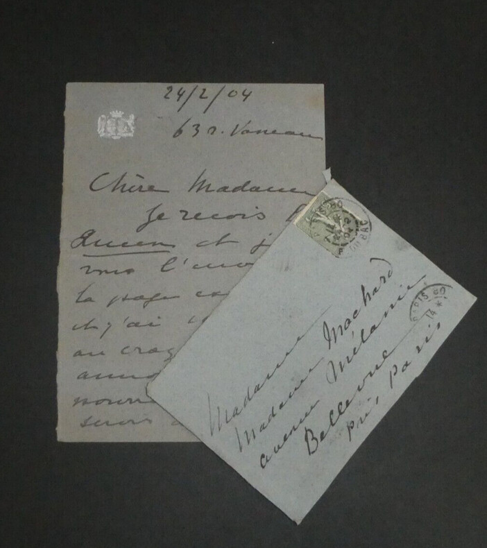 Christine BLAZE-LETTRE AUTOGRAPHE SIGN&Eacute;E avec enveloppe &agrave; Madame MACHARD- [1804]. Christine BLAZE