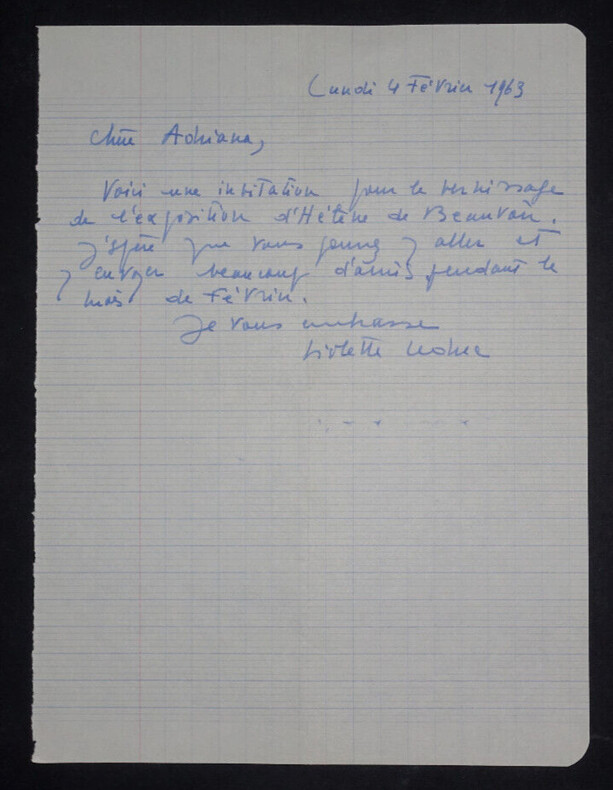 Violette LEDUC - LETTRE AUTOGRAPHE SIGN&Eacute;E &Agrave; Adriana SALEM, 1963. Violette LEDUC
