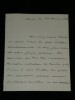 Guizot de WITT – Lettre &agrave; une jeune amatrice de peinture, avec enveloppe 1884. Conrad GUIZOT DE WITT