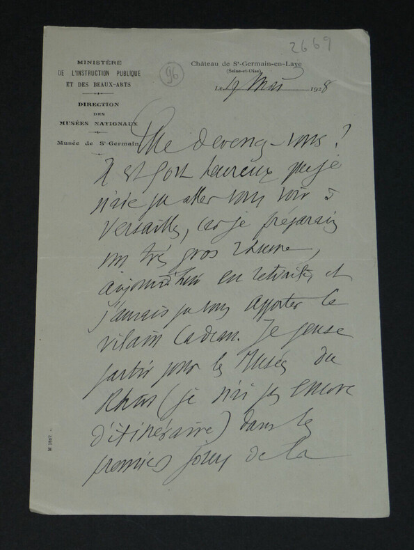 Salomon REINACH - LETTRE AUTOGRAPHE SIGN&Eacute;E - St-Germain-en-Laye - 2 pages - 1928. Salomon REINACH