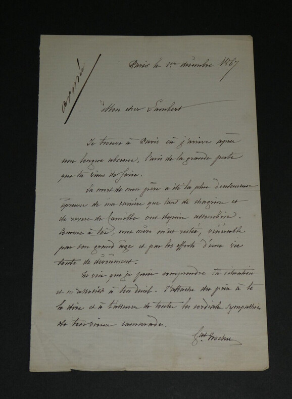 Louis Jules TROCHU , G&eacute;n&eacute;ral- LETTRE AUTOGRAPHE SIGN&Eacute;E &Agrave; M Lambert, 1867. Louis Jules TROCHU