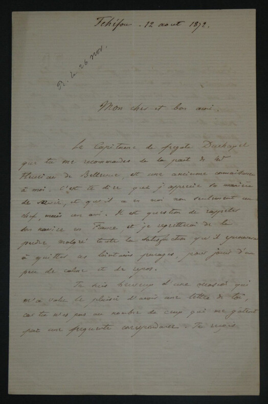 Amiral Henri GARNAULT - LETTRE AUTOGRAPHE SIGN&Eacute;E DE 4 PAGES 1872. Henri GARNAULT