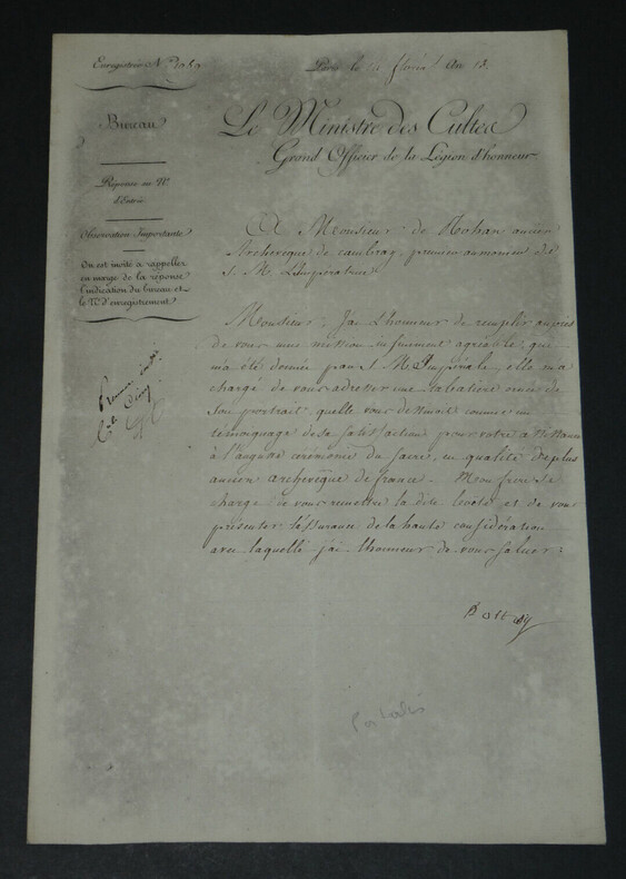 Jean-&Eacute;tienne-Marie PORTALIS - LETTRE MANUSCRITE SIGN&Eacute;E &Agrave; De ROHAN, 1805. Jean-&Eacute;tienne-Marie PORTALIS