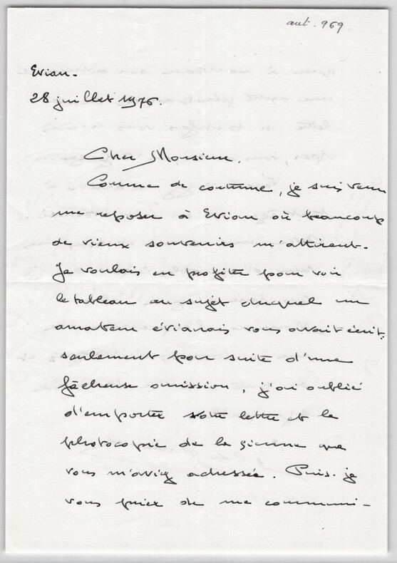 Albert P. de Mirimonde, Lettre autographe sign&eacute;e Etourdi ! 2 pages, 1969. Albert P. de MIRIMONDE