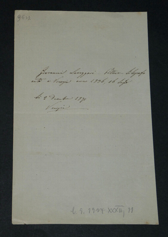 Giovanni Lavezzari - Page avec lignes de texte autographes sign&eacute;es 1871. Giovanni LAVEZZARI