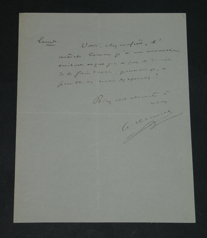 Alexandre ARNOUX - LETTRE AUTOGRAPHE SIGN&Eacute;E &Agrave; Pierre LHOSTE "Mauvaise &eacute;criture". Alexandre ARNOUX