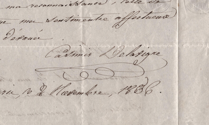 Casimir Delavigne - Lettre autographe sign&eacute;e &agrave; Mr Couturier de Vienne - 1836. Casimir DELAVIGNE