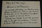 Ren&eacute;-Xavier PRINET - CARTE-LETTRE AUTOGRAPHE SIGN&Eacute;E AU DIRECTEUR, Paris, 1927. Ren&eacute;-Xavier PRINET