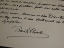 Ren&eacute;-Xavier PRINET - CARTE-LETTRE AUTOGRAPHE SIGN&Eacute;E AU DIRECTEUR, Paris, 1927. Ren&eacute;-Xavier PRINET