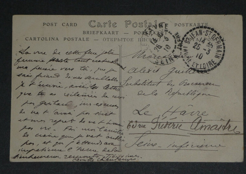 Camille CHAUTEMPS - CARTE POSTALE AUTOGRAPHE SIGN&Eacute;E, Jeune et jolie Agn&egrave;s SOREL. Camille CHAUTEMPS