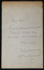 Ernest RAYNAUD - Lettre Autographe Sign&eacute;e "clich&eacute; chez le concierge". Ernest RAYNAUD