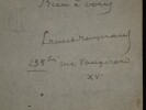 Ernest RAYNAUD - Lettre Autographe Sign&eacute;e "clich&eacute; chez le concierge". Ernest RAYNAUD