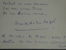 Claude Andr&eacute; PUGET - LETTRE AUTOGRAPHE SIGN&Eacute;E, chanson des vierges sages. Claude Andr&eacute; PUGET