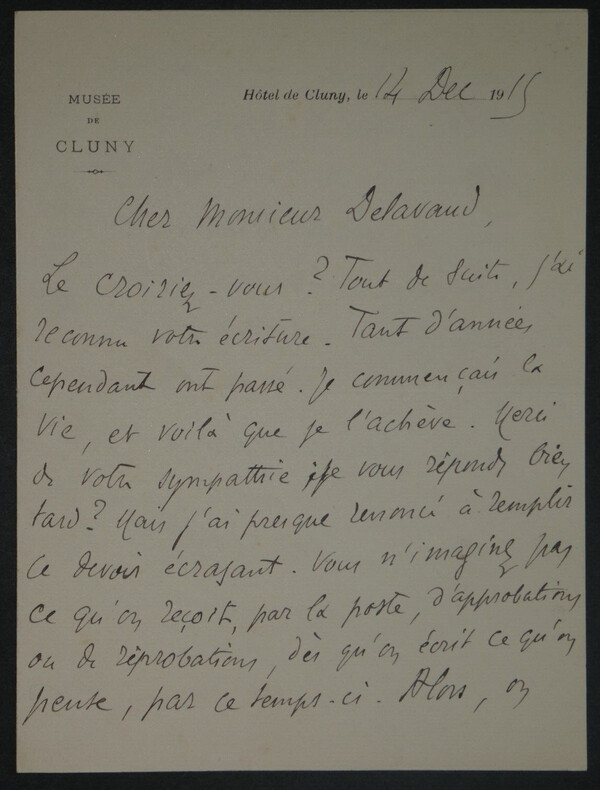 Edmond HARAUCOURT - Lettre Autographe Sign&eacute;e "on continue &agrave; se battre", 1915. Edmond HARAUCOURT