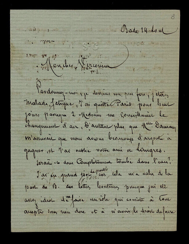 Gilles DE SAINT-GERMAIN, Com&eacute;dien - LETTRE AUTOGRAPHE SIGN&Eacute;E. Gilles DE SAINT-GERMAIN