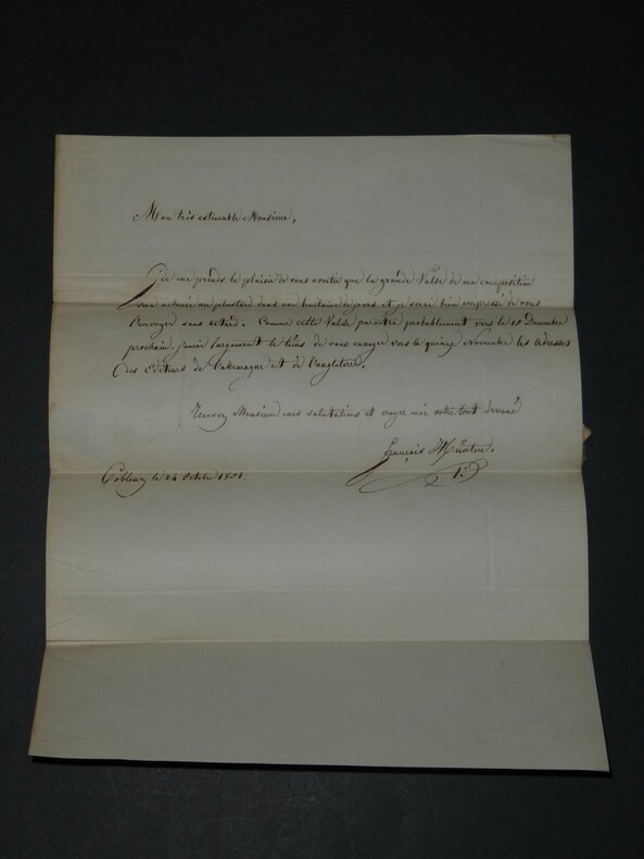 Franz H&Uuml;NTEN - LETTRE AUTOGRAPHE SIGN&Eacute;E &agrave; Heugel sur l'&eacute;dition d'une Valse. Franz H&Uuml;NTEN