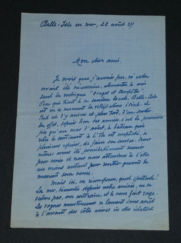 Henri BOUQUET Chirurgien - LETTRE AUTOGRAPHE SIGN&Eacute;E - Belle-&Icirc;le-en-Mer - 1927. Henri BOUQUET