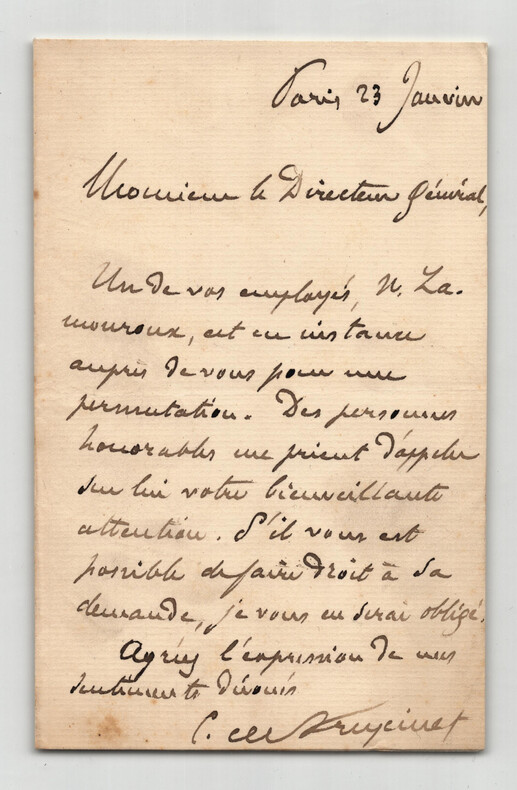 Charles-Louis de Saulces de Freycinet - Lettre autographe sign&eacute;e. Charles-Louis de Saulces de Freycinet