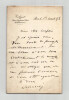 Th&eacute;ophile Delcass&eacute; - Lettre autographe sign&eacute;e &agrave; un confr&egrave;re - 1893. Th&eacute;ophile DELCASS&Eacute;