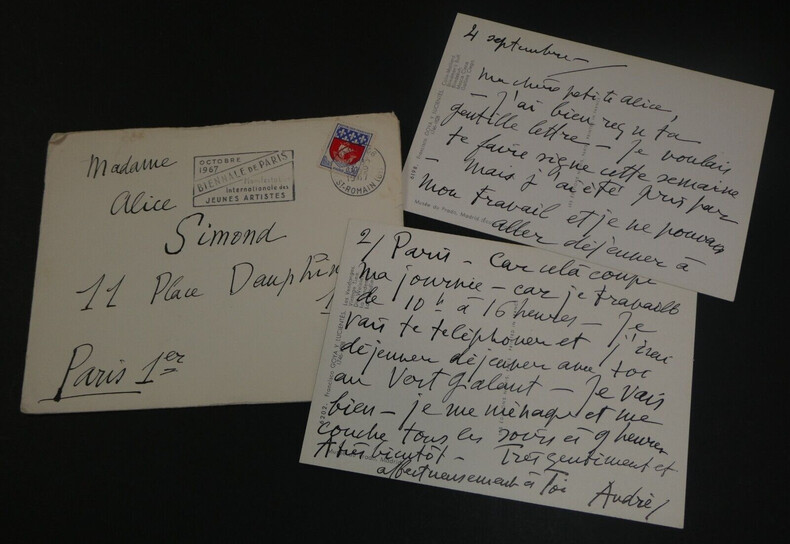 Andr&eacute; DUNOYER DE SEGONZAC -CARTE-LETTRE AUTOGRAPHE SIGN&Eacute;E A Alice SIMOND 1967 2p. Andr&eacute; DUNOYER DE SEGONZAC