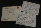 Andr&eacute; DUNOYER DE SEGONZAC -CARTE-LETTRE AUTOGRAPHE SIGN&Eacute;E A Alice SIMOND 1967 2p. Andr&eacute; DUNOYER DE SEGONZAC