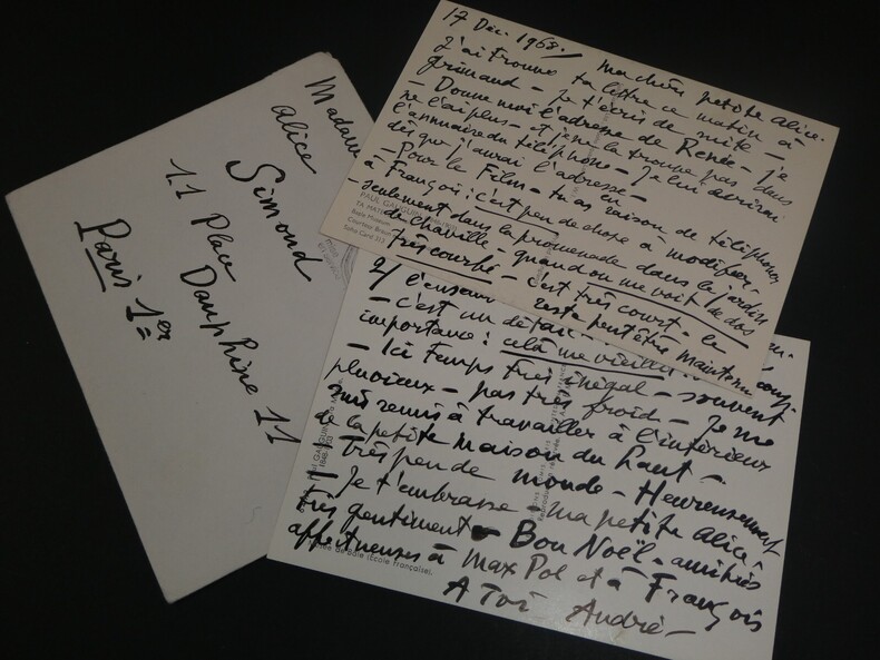 Andr&eacute; DUNOYER DE SEGONZAC -CARTE-LETTRE AUTOGRAPHE SIGN&Eacute;E A Alice SIMOND 1968 2p. Andr&eacute; DUNOYER DE SEGONZAC