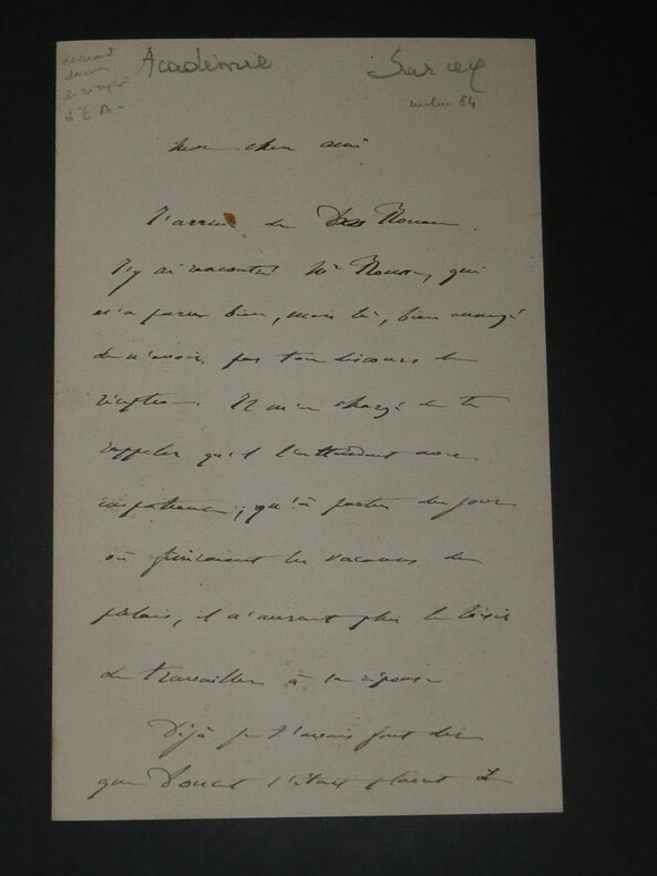 Francisque SARCEY - LETTRE AUTOGRAPHE SIGN&Eacute;E &Agrave; un ami. Francisque SARCEY