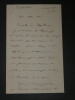 Francisque SARCEY - LETTRE AUTOGRAPHE SIGN&Eacute;E &Agrave; un ami. Francisque SARCEY