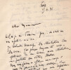 DENYS AMIEL &Eacute;crivain  LETTRE AUTOGRAPHE SIGN&Eacute;E - 9 avril 1936. Denys AMIEL