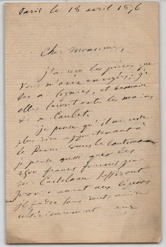 &Eacute;mile Littr&eacute;, Lettre autographe sign&eacute;e "situation financi&egrave;re" 1876 Paris 3 pages. &Eacute;mile LITTR&Eacute;