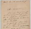 &Eacute;mile Littr&eacute;, Lettre autographe sign&eacute;e "situation financi&egrave;re" 1876 Paris 3 pages. &Eacute;mile LITTR&Eacute;